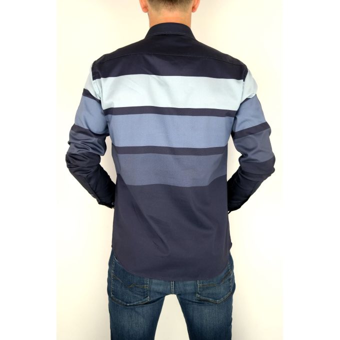 MCQUEEN Koszula męska w pasy MC059 granatowa | Sklep GriShop.eu | Koszule