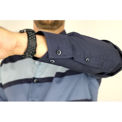 MCQUEEN Koszula męska w pasy MC059 granatowa | Sklep GriShop.eu | Koszule