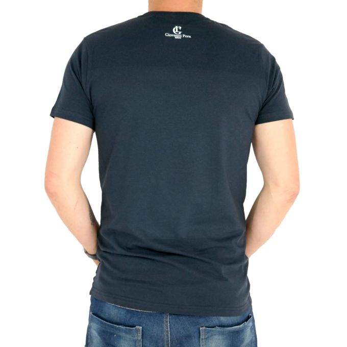 GIOVANNI PERA T-shirt męski granatowy TGP64 serek, rock | Grishop | Koszulki