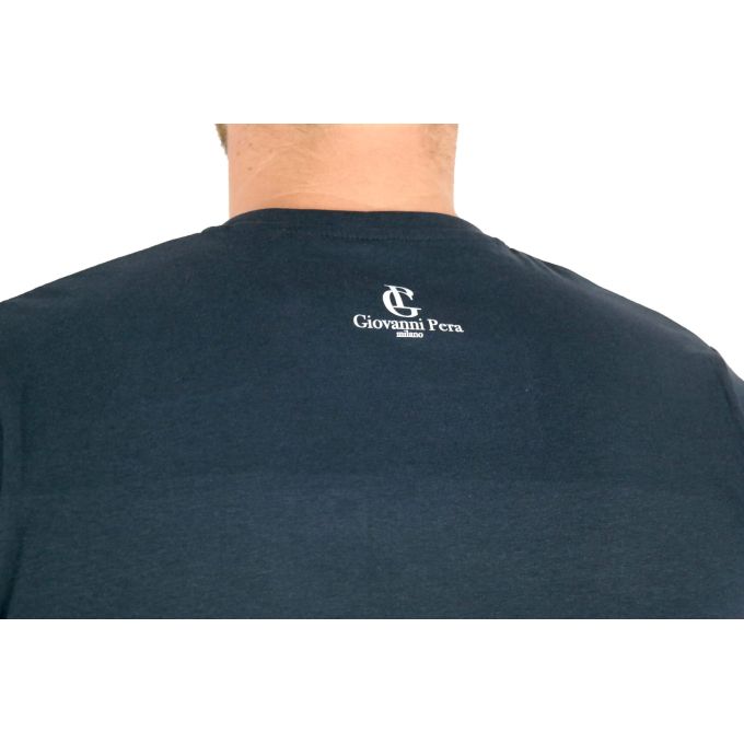 GIOVANNI PERA T-shirt męski granatowy TGP64 serek, rock | Grishop | Koszulki