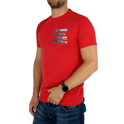 GIOVANNI PERA T-shirt męski czerwony TGP66 okrągły, rock | Sklep GriShop.eu | Koszulki