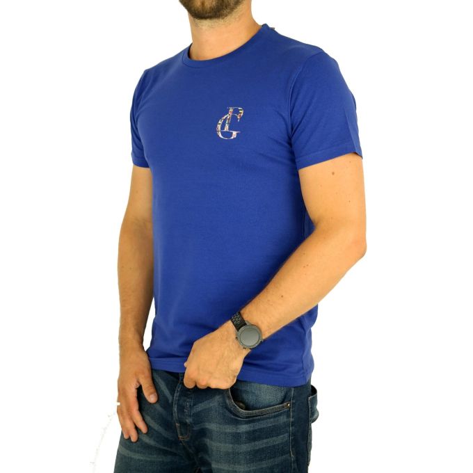 GIOVANNI PERA T-shirt męski niebieski TGP71 okrągły, pixele | Grishop | Koszulki