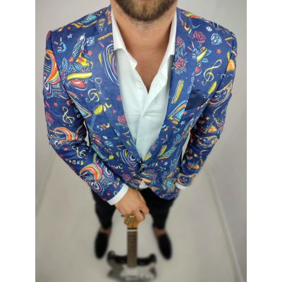 GIOVANNI PERA Marynarka męska kolorowa D502 wesoła, tatuaże muzyczna FUNKY | Sklep GriShop.eu | Marynarki