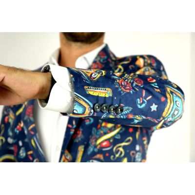 GIOVANNI PERA Marynarka męska kolorowa D502 wesoła, tatuaże muzyczna FUNKY | Sklep GriShop.eu | Marynarki