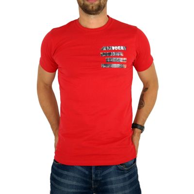 GIOVANNI PERA T-shirt męski czerwony TGP66 okrągły, rock | Sklep GriShop.eu | Koszulki