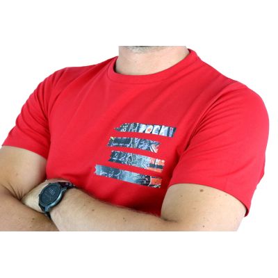 GIOVANNI PERA T-shirt męski czerwony TGP66 okrągły, rock | Sklep GriShop.eu | Koszulki