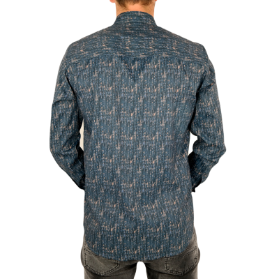 DANIEL BESSI Koszula męska fb551 granat brąz, efekt jedwabiu | Sklep GriShop.eu | Koszule