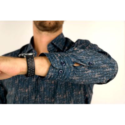 DANIEL BESSI Koszula męska fb551 granat brąz, efekt jedwabiu | Sklep GriShop.eu | Koszule