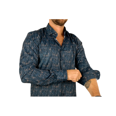 DANIEL BESSI Koszula męska fb551 granat brąz, efekt jedwabiu | Sklep GriShop.eu | Koszule