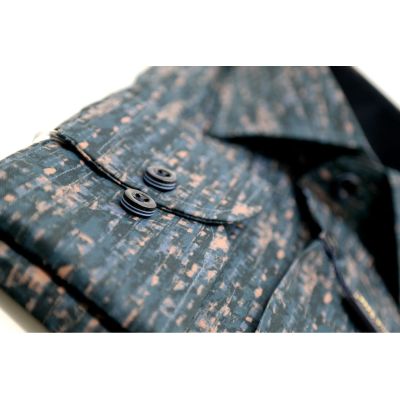 DANIEL BESSI Koszula męska fb551 granat brąz, efekt jedwabiu | Sklep GriShop.eu | Koszule