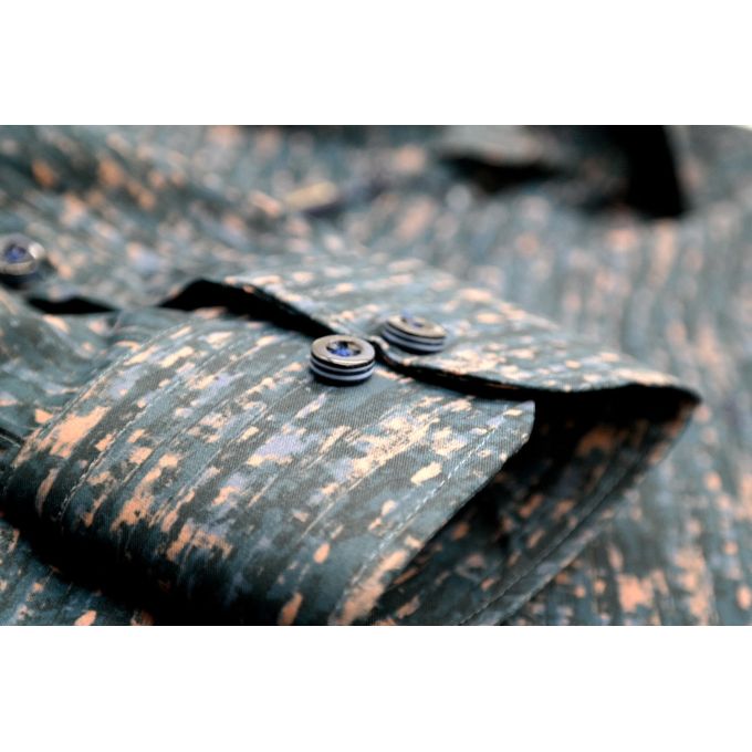 DANIEL BESSI Koszula męska fb551 granat brąz, efekt jedwabiu | Sklep GriShop.eu | Koszule