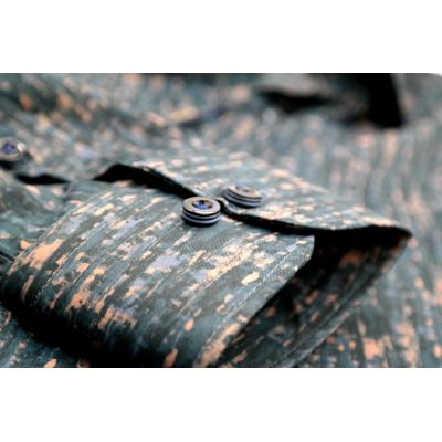 DANIEL BESSI Koszula męska fb551 granat brąz, efekt jedwabiu | Sklep GriShop.eu | Koszule