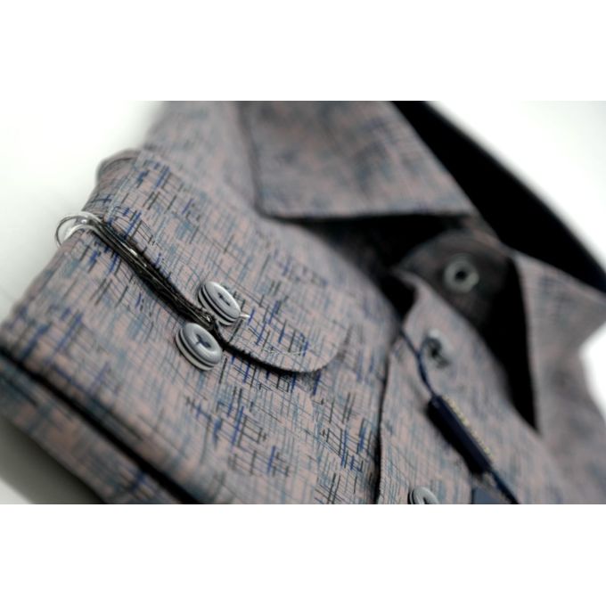 DANIEL BESSI Koszula męska fb555 granat beż, efekt jedwabiu | Sklep GriShop.eu | Koszule