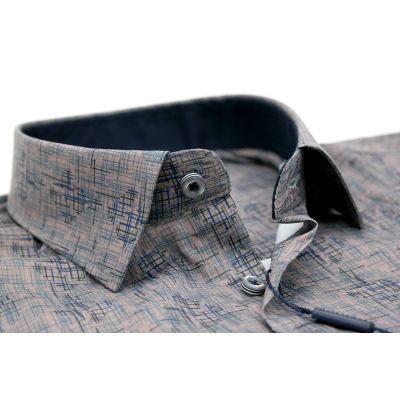 DANIEL BESSI Koszula męska fb555 granat beż, efekt jedwabiu | Sklep GriShop.eu | Koszule