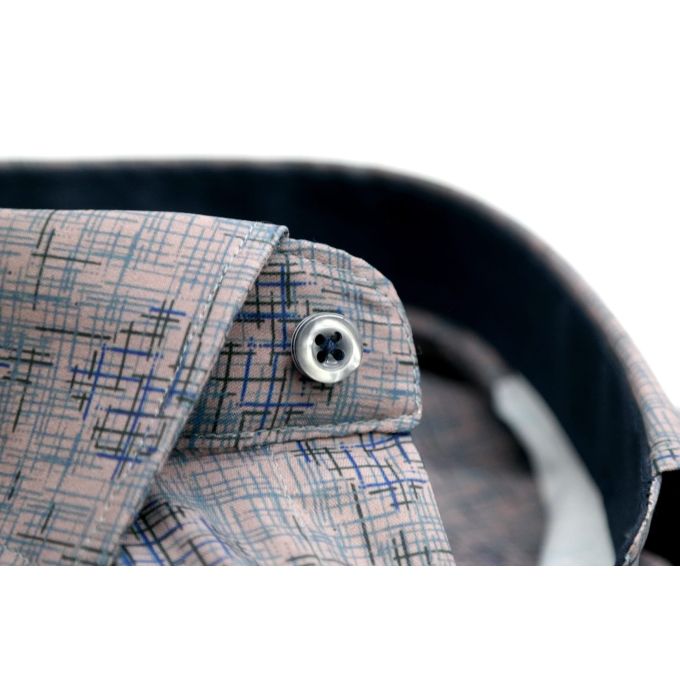 DANIEL BESSI Koszula męska fb555 granat beż, efekt jedwabiu | Sklep GriShop.eu | Koszule