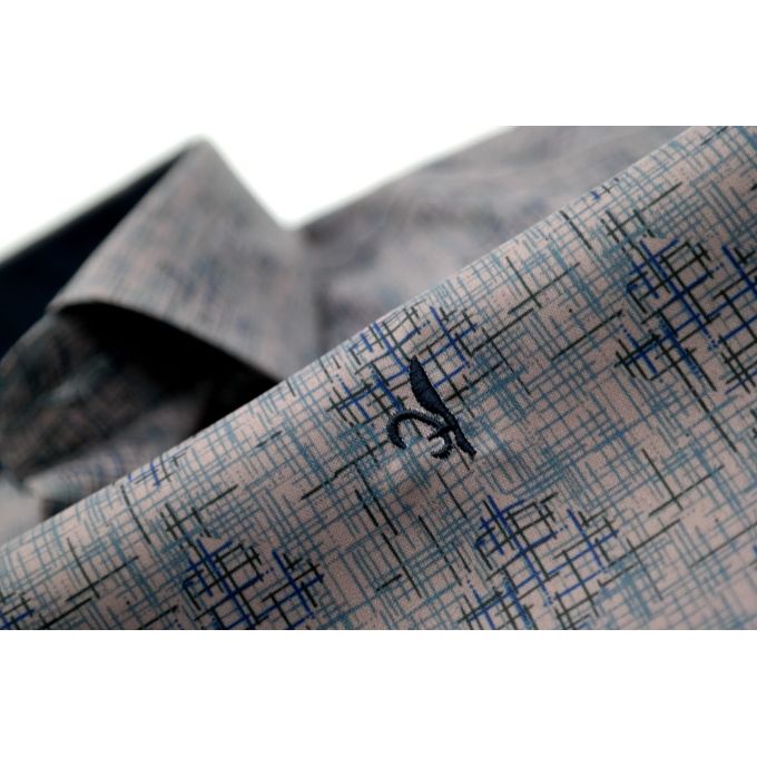 DANIEL BESSI Koszula męska fb555 granat beż, efekt jedwabiu | Sklep GriShop.eu | Koszule