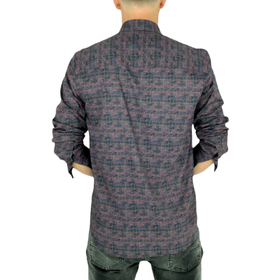 DANIEL BESSI Koszula męska fb557 czerwona drobny wzór, efekt jedwabiu | Sklep GriShop.eu | Koszule