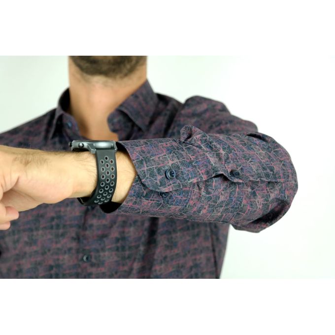 DANIEL BESSI Koszula męska fb557 czerwona drobny wzór, efekt jedwabiu | Sklep GriShop.eu | Koszule