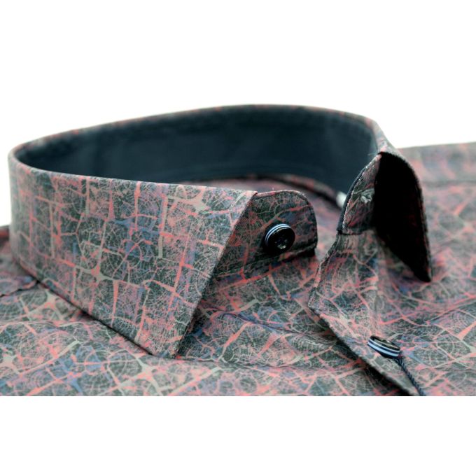 DANIEL BESSI Koszula męska fb557 czerwona drobny wzór, efekt jedwabiu | Sklep GriShop.eu | Koszule