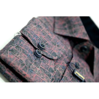 DANIEL BESSI Koszula męska fb557 czerwona drobny wzór, efekt jedwabiu | Sklep GriShop.eu | Koszule