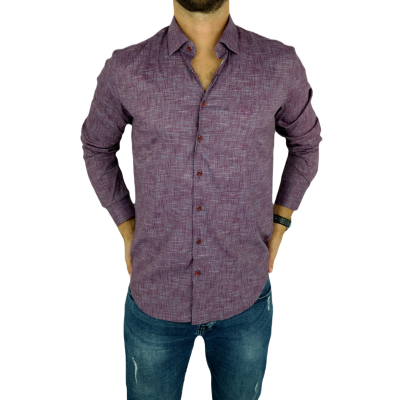 DANIEL BESSI Koszula męska fb569 bordowa, efekt jedwabiu | Sklep GriShop.eu | Koszule