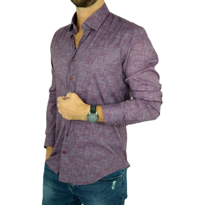 DANIEL BESSI Koszula męska fb569 bordowa, efekt jedwabiu | Sklep GriShop.eu | Koszule