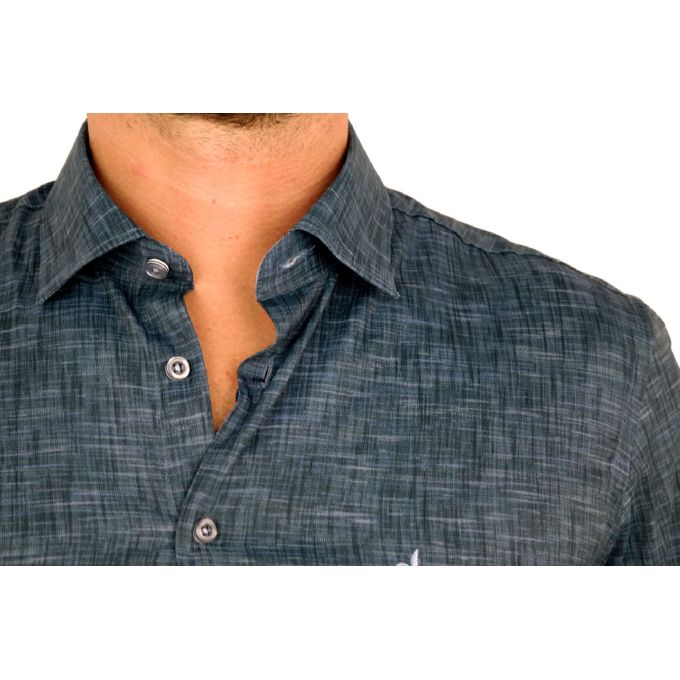 DANIEL BESSI Koszula męska fb564 zielona wzór, efekt jedwabiu | Sklep GriShop.eu | Koszule