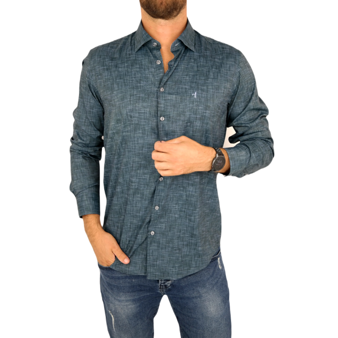 DANIEL BESSI Koszula męska fb564 zielona wzór, efekt jedwabiu | Sklep GriShop.eu | Koszule