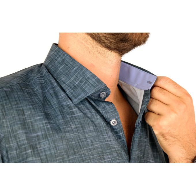 DANIEL BESSI Koszula męska fb564 zielona wzór, efekt jedwabiu | Sklep GriShop.eu | Koszule