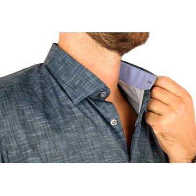 DANIEL BESSI Koszula męska fb564 zielona wzór, efekt jedwabiu | Sklep GriShop.eu | Koszule