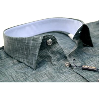 DANIEL BESSI Koszula męska fb564 zielona wzór, efekt jedwabiu | Sklep GriShop.eu | Koszule