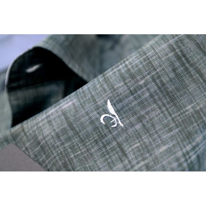 DANIEL BESSI Koszula męska fb564 zielona wzór, efekt jedwabiu | Sklep GriShop.eu | Koszule