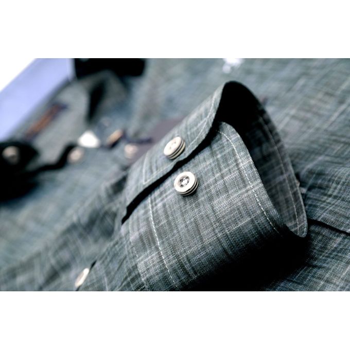 DANIEL BESSI Koszula męska fb564 zielona wzór, efekt jedwabiu | Sklep GriShop.eu | Koszule