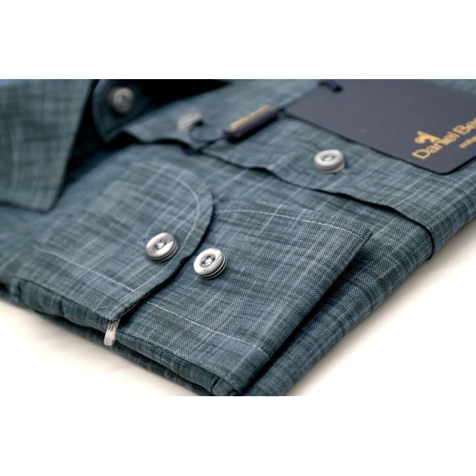 DANIEL BESSI Koszula męska fb564 zielona wzór, efekt jedwabiu | Sklep GriShop.eu | Koszule