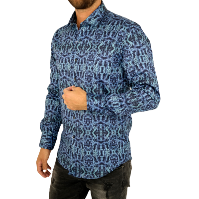 MCQUEEN Koszula męska granatowa MC071 niebieski wzór | Sklep GriShop.eu | Koszule