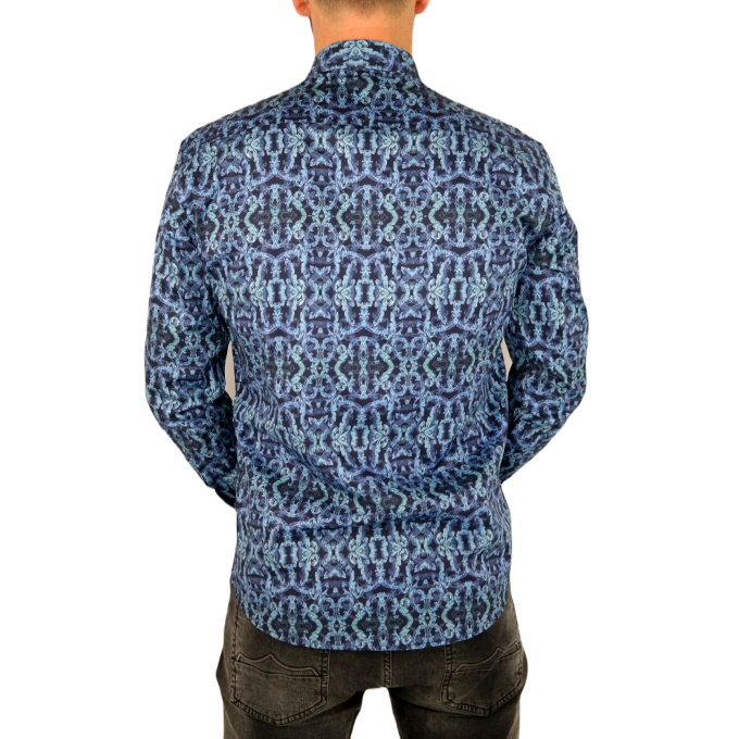 MCQUEEN Koszula męska granatowa MC071 niebieski wzór | Sklep GriShop.eu | Koszule