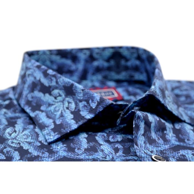 MCQUEEN Koszula męska granatowa MC071 niebieski wzór | Sklep GriShop.eu | Koszule