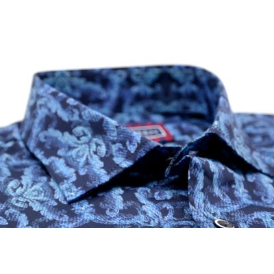 MCQUEEN Koszula męska granatowa MC071 niebieski wzór | Sklep GriShop.eu | Koszule