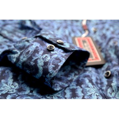 MCQUEEN Koszula męska granatowa MC071 niebieski wzór | Sklep GriShop.eu | Koszule