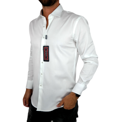 MCQUEEN Koszula męska biała MC073 wykończenie w kwiaty | Sklep GriShop.eu | Koszule