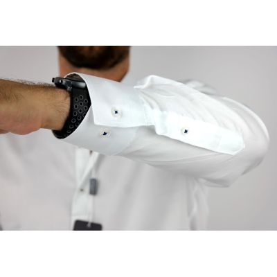 MCQUEEN Koszula męska biała MC073 wykończenie w kwiaty | Sklep GriShop.eu | Koszule