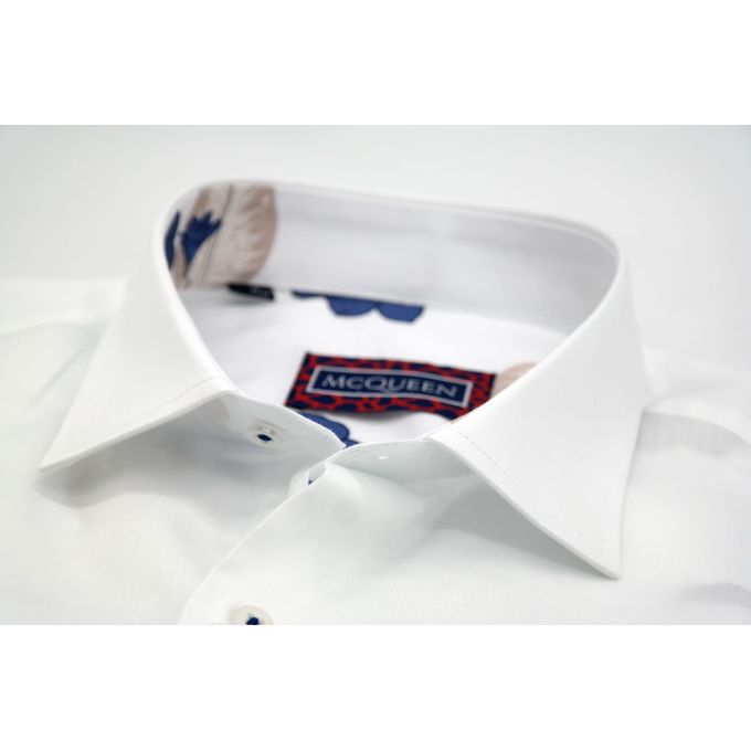 MCQUEEN Koszula męska biała MC073 wykończenie w kwiaty | Sklep GriShop.eu | Koszule