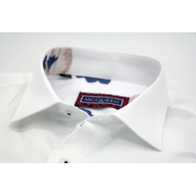 MCQUEEN Koszula męska biała MC073 wykończenie w kwiaty | Sklep GriShop.eu | Koszule