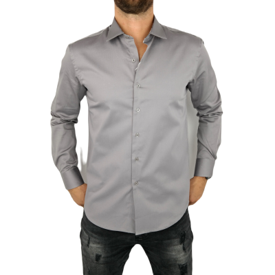 MCQUEEN Koszula męska MC076 beżowa, wykończenie szare paisley | Sklep GriShop.eu | Koszule