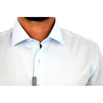 MCQUEEN Koszula męska MC064 błękitna, wykończenie w rybki | Sklep GriShop.eu | Koszule