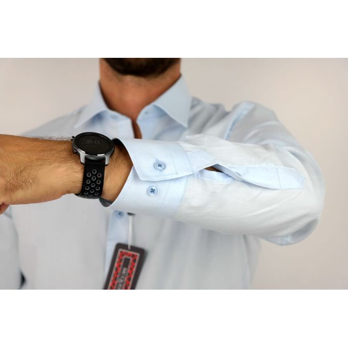 MCQUEEN Koszula męska MC064 błękitna, wykończenie w rybki | Sklep GriShop.eu | Koszule