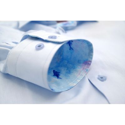 MCQUEEN Koszula męska MC064 błękitna, wykończenie w rybki | Sklep GriShop.eu | Koszule