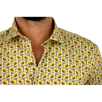 MCQUEEN Koszula męska MC067 w żółte stokrotki | Sklep GriShop.eu | Koszule