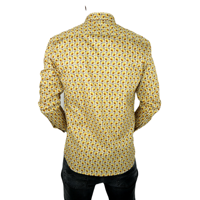 MCQUEEN Koszula męska MC067 w żółte stokrotki | Sklep GriShop.eu | Koszule