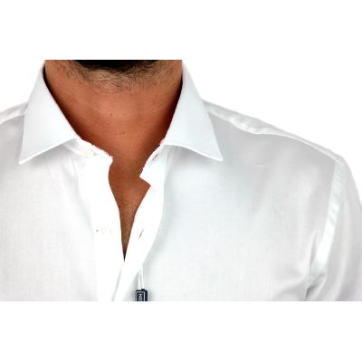 MCQUEEN Koszula męska MC062 biała, wykończenie paisley róż | Sklep GriShop.eu | Koszule